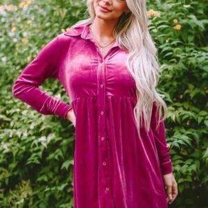 Elegant Pink Velvet Dress